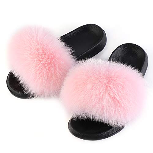 FOLOBE Damen Fluffy Hausschuh Faux fur Slippers Slides Plüsch Flauschige Pantoffeln Fake Fell Hausschuhe Kunstfell Schlappen plusch hausschuh von FOLOBE