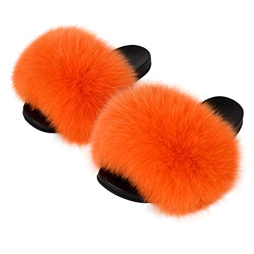 FOLOBE Damen Fluffy Hausschuh Faux fur Slippers Slides Plüsch Flauschige Pantoffeln Fake Fell Hausschuhe Kunstfell Schlappen plusch Hausschuh von FOLOBE