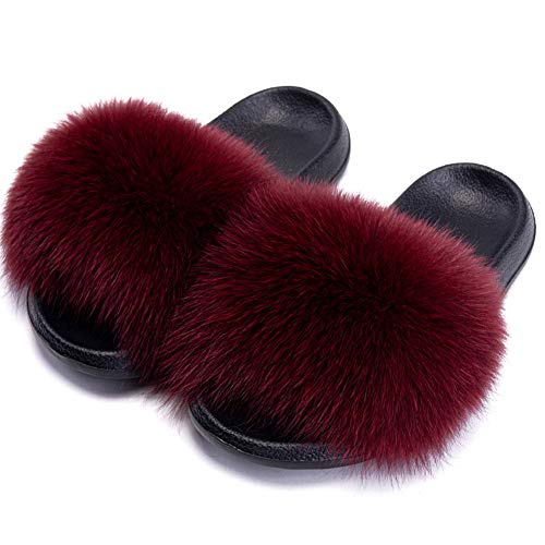 FOLOBE Damen Fluffy Hausschuh Faux fur Slippers Slides Plüsch Flauschige Pantoffeln Fake Fell Hausschuhe Kunstfell Schlappen plusch Hausschuh von FOLOBE