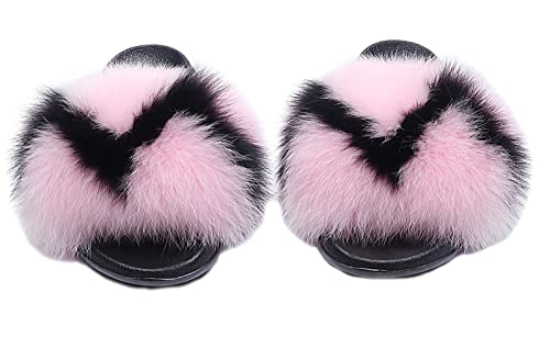 FOLOBE Damen Fluffy Hausschuh Faux fur Slippers Slides Plüsch Flauschige Pantoffeln Fake Fell Hausschuhe Kunstfell Schlappen plusch Hausschuh von FOLOBE