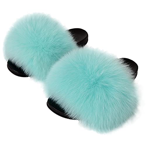 FOLOBE Damen Fluffy Hausschuh Faux fur Slippers Slides Plüsch Flauschige Pantoffeln Fake Fell Hausschuhe Kunstfell Schlappen plusch Hausschuh von FOLOBE