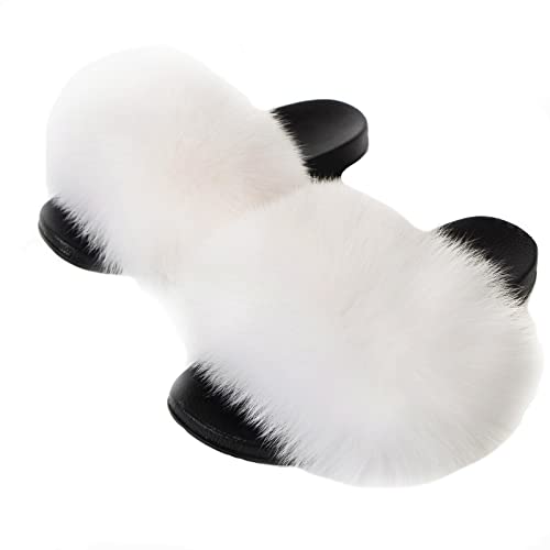 FOLOBE Damen Fluffy Hausschuh Faux fur Slippers Slides Plüsch Flauschige Pantoffeln Fake Fell Hausschuhe Kunstfell Schlappen plusch Hausschuh von FOLOBE