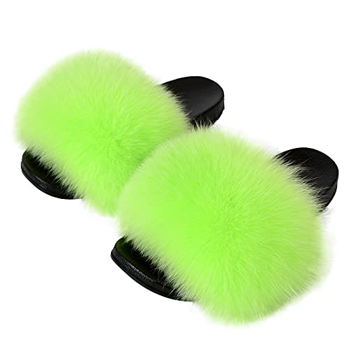 FOLOBE Damen Fluffy Hausschuh Faux fur Slippers Slides Plüsch Flauschige Pantoffeln Fake Fell Hausschuhe Kunstfell Schlappen plusch Hausschuh von FOLOBE