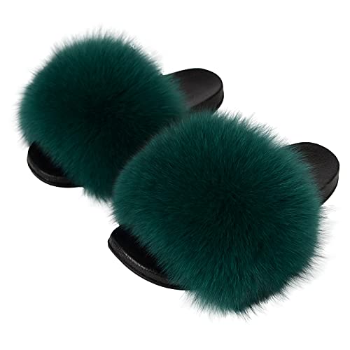 FOLOBE Damen Fluffy Hausschuh Faux fur Slippers Slides Plüsch Flauschige Pantoffeln Fake Fell Hausschuhe Kunstfell Schlappen plusch Hausschuh von FOLOBE