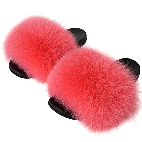 FOLOBE Damen Fluffy Hausschuh Faux fur Slippers Slides Plüsch Flauschige Pantoffeln Fake Fell Hausschuhe Kunstfell Schlappen plusch Hausschuh von FOLOBE