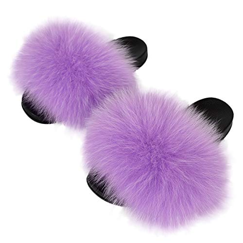 FOLOBE Damen Fluffy Hausschuh Faux fur Slippers Slides Plüsch Flauschige Pantoffeln Fake Fell Hausschuhe Kunstfell Schlappen plusch Hausschuh von FOLOBE