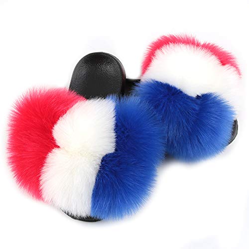 FOLOBE Frauen Kunstpelz Hausschuhe Open Toe Kunstpelz Hausschuhe Mädchen Fluffy Slides Outdoor Fluffy Hausschuh Damen Fluffy Hausschuh Faux fur Slippers plusch Hausschuh von FOLOBE