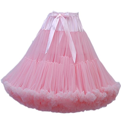 FOLOBE Frauen Tutu Kostüm Ballett Tanz Multi-Layer Puffy Rock Erwachsene luxuriöse weiche Petticoat, L, Rosa von FOLOBE