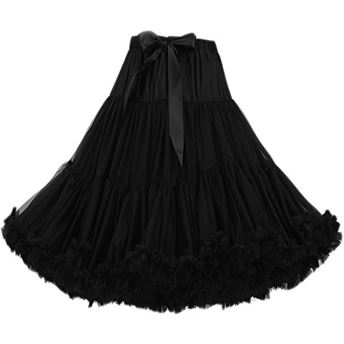 FOLOBE Frauen Tutu Kostüm Ballett Tanz Multi-Layer Puffy Rock Erwachsene luxuriöse weiche Petticoat, M, Schwarz von FOLOBE