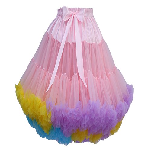 FOLOBE Frauen Tutu Kostüm Ballett Tanz Multi-Layer Puffy Rock Erwachsene luxuriöse weiche Petticoat von FOLOBE