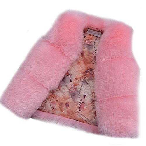 FOLOBE Kinder Herbst Winter Faux Pelz Weste Oberbekleidung Warm Mantel Weste Ärmellos Casual Warmer Weste Mädchen Tops Jacke Mantel/Short Weste Gilet Weihnachten Geschenk von FOLOBE