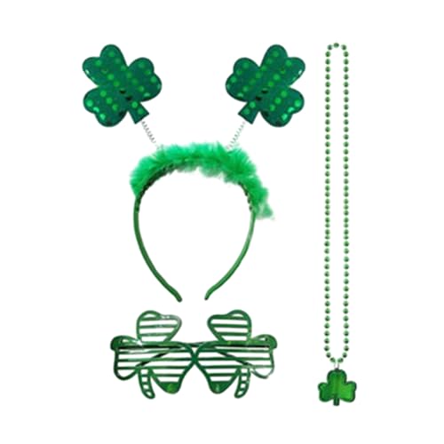 1 Set Grünes Kleeblatt Stirnband Halskette Und Sonnenbrillen Set Für Patricks Day Irisches Nationalparty Zubehör Für Erwachsene Unisex Kleeblatt Stirnband Kleeblatt Stirnband Für Damen Kleeblatt von FOLODA