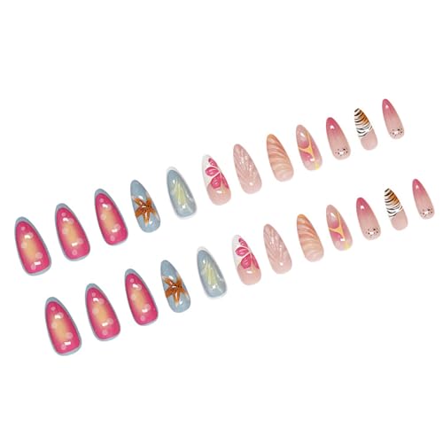 24 Pcs Weihnachtspresse Auf Nägeln Vollbezüge Acrylnägel Mit Seebrauungsmuster Für Frauen Und Mädchen Modische Nageldesigns von FOLODA
