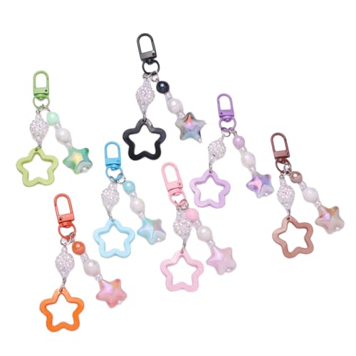 7pcs Hohlen Süßwarenfarbenstar Sternen Perlen Keychains Acrylauto Key Modischer Schlüsselbeutel Anhänger Für Den Fahrer von FOLODA