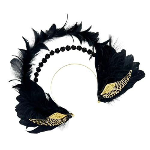 Anmutig Gefiederte Kopfschmuck Haar Schmuck Einzigartige Gefiederte Kopfschmuck Für Cosplay Event Und Fotografie Schwarz Kostüm Kopfbedeckung von FOLODA