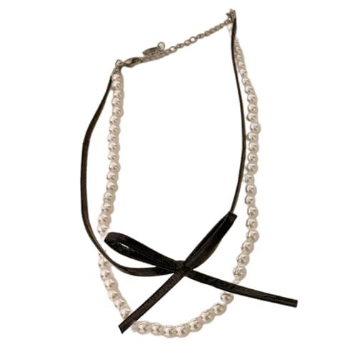 Bogen Schlüsselbeinkette Perlen Perlen Halskette Bowknot Anhänger Neckkette Für Frauen Mädchen Doppelschicht Choker Ornament Mode Imitation Halskette Bogen Schlüsselbeinkette Perlen Perlen Halskette Bowknot Anhänger Neckkette Für Frauen Mädchen Doppelschicht Choker Ornament Mode Imitation Halskette von FOLODA