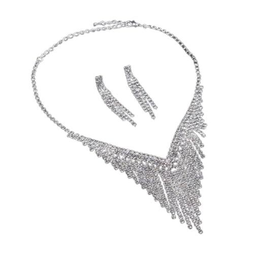 Crystal Geschmücktes Quasten Halskette Und Ohrringe Set Elegante Frauen Schmuck Handgefertigte Accessoires Für Bankette Und Feiertage Frauen Schmuck Set von FOLODA