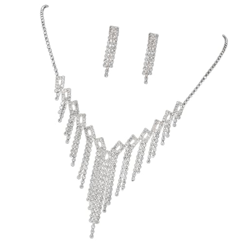 Crystal Geschmücktes Quasten Halskette Und Ohrringe Set Elegante Frauen Schmuck Handgefertigte Accessoires Für Bankette Und Feiertage Frauen Schmuck Set von FOLODA