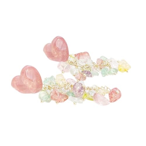 Elegante Dangle Ohrringe Bunte Steinschmerzen Ohrringe Mit Herzsteinen Quasten Ohrhörer Frauen Ocuad Accessoire Quasten Ohrbedeckung von FOLODA