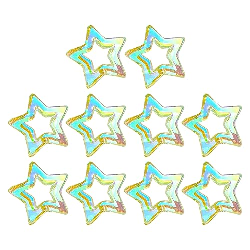 FOLODA 10 Stück Kristallperlen Mehrfarbig Acryl Lose Perlen Fünfzackiger Stern Lose Spacer Anhänger Für Schmuckherstellung DIY Armbänder Schmuckherstellungsmaterialien von FOLODA