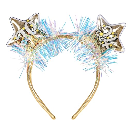 FOLODA 2024 Neujahr Stirnband Happy New Year Requisiten Kopfschmuck Weihnachten Party Hairhoop Festival Haarbänder Pailletten Stern Kopfschmuck Party Requisiten Party Stirnband Glitzer Haarband von FOLODA