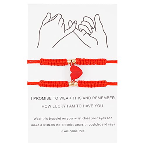 FOLODA 2pcs Handgefertigtes Rotes Schwarzes Seil Fernstrecken Matching Armbänder Chinesische Knoten Liebesarmbänder Glück Zum Schutz Juwel Juwel Chinesisch Knoten Armband Schnur von FOLODA