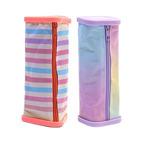 FOLODA 2pcs Leichte Wight Bencil Hülle Große Fachstiftbeutel Mehrzweckstiftkoffer Bleistiftbeutel Travel Make Up Aufbewahrungsbeutel Raumsparende Organisatoren von FOLODA