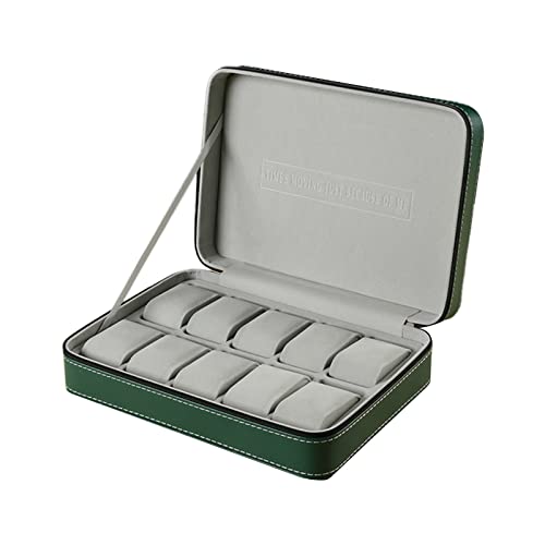 FOLODA 6/10/12 Slot Green Inside Grey Watch Kissen Aufbewahrungstasche Watch Zipper Aufbewahrungsbox Tasche Tragbare Home Organizer Hüllen Für Männer von FOLODA