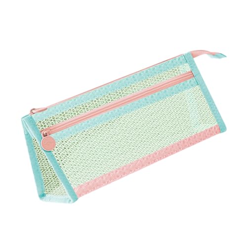 FOLODA Ästhetische Stiftbeutel Doppelschichten Stiftkoffer Großer Kapazität Bleistiftbeutel Clear Bleistift Case School Office Supplies Doppelschichten Mesh Clear Organisatoren von FOLODA