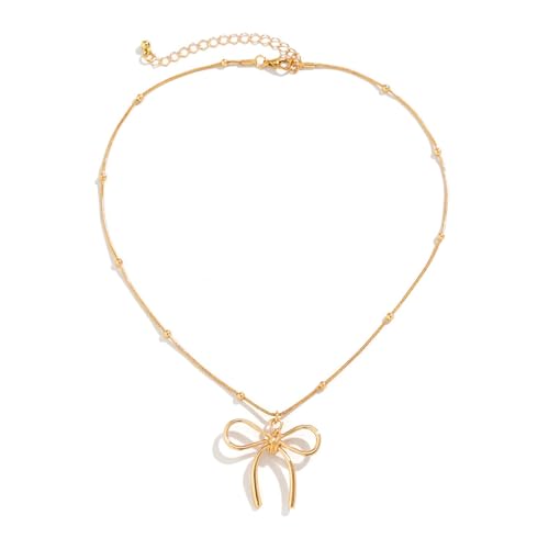 FOLODA Delicate Bowknot Anhänger Halskette Verstellbare Ketten Halskette Mode Neckschmuck Perfekt Für Tägliche Verschleiß Und Partys Trendy Trendy von FOLODA