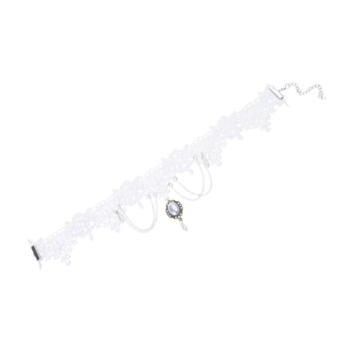 FOLODA Eleganter Handgefertigter Spitzenkragen Kette Stilvoller Weißer Spitzenkragen Choker Mit Viktorianischem Charme Und Zentraler Edelsteine Charme Vintage Halskette FOLODA Eleganter Handgefertigter Spitzenkragen Kette Stilvoller Weißer Spitzenkragen Choker Mit Viktorianischem Charme Und Zentraler Edelsteine Charme Vintage Halskette von FOLODA