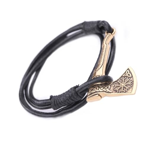 FOLODA Elegantes Lederarmband Für Männer Mit Äxten Anhänger Handgefertigtes Armreif Gothic Styles Schmuckzubehör Für Partys Tragen Modeschmuck Geschenk von FOLODA
