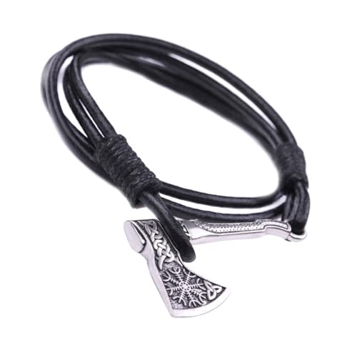 FOLODA Elegantes Lederarmband Für Männer Mit Äxten Anhänger Handgefertigtes Armreif Gothic Styles Schmuckzubehör Für Partys Tragen Modeschmuck Geschenk von FOLODA