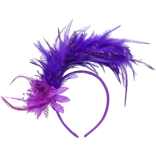 FOLODA Fascinator Feder Stirnband für TeaParty Rollenspiel Kostüm Zubehör 1920er Jahre Haarband Karneval Party Rollenspiel Kopfschmuck 1920er Jahre Stirnband von FOLODA