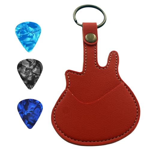 FOLODA Leder-Schlüsselanhänger, Gitarrenplektren, Tasche, Plektren, Tasche, Gitarrengurt, Gitarrenplektren, Tragetasche, Gitarrenplektren, Organizer, Orange von FOLODA