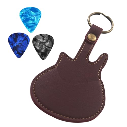 FOLODA Leder-Schlüsselanhänger, Gitarrenplektren, Tasche, Plektren, Tasche, Gitarrengurt, Gitarrenplektren, Tragetasche, Gitarrenplektren, Organizer, braun von FOLODA