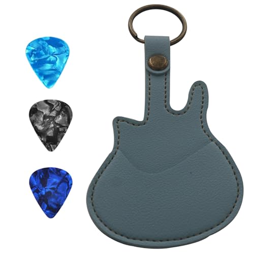 FOLODA Leder-Schlüsselanhänger, Gitarrenplektren, Tasche, Plektren, Tasche, Gitarrengurt, Gitarrenplektren, Tragetasche, Gitarrenplektren, Organizer, hellblau von FOLODA