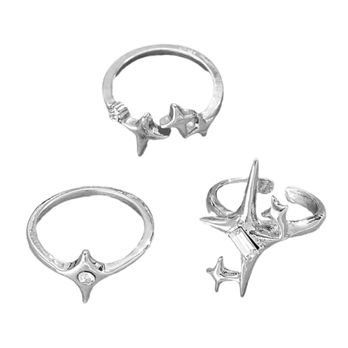 FOLODA Legiert Zirkon Eingebettete Sternringe Set Für Paare Suchen Stile Und Individualität In Schmuck Statement Stücke Einzigartige Texturdesigns von FOLODA