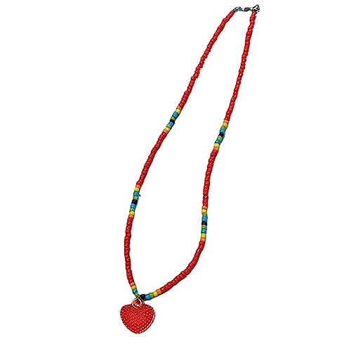 FOLODA Mode Süße Süße Herz Anhänger Halskette Halshalshalte Kette Elegantes Schlangekette Kette Handgefertigt Perlen Halskette Schmuck Herzhänger Mode Accessoire Charm Statement Elegant Perle Choker von FOLODA