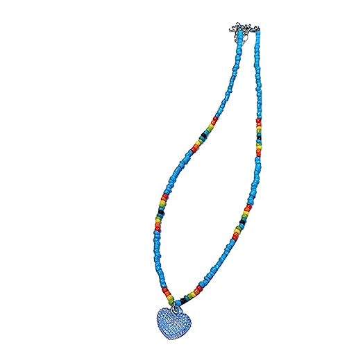 FOLODA Mode Süße Süße Herz Anhänger Halskette Halshalshalte Kette Elegantes Schlangekette Kette Handgefertigt Perlen Halskette Schmuck Herzhänger Mode Accessoire Charm Statement Elegant Perle Choker von FOLODA