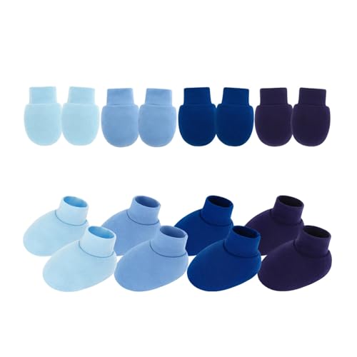 FOLODA Packung Von 4 Set Baby Anti Scratch Fäustlingen Und Socken Weiche Baumwollgewebehandschuhe Und Fußabdeckungen Von Hand Fuß Sicherheit Unisex Säugling Anti Scratch Baumwollzubehör von FOLODA