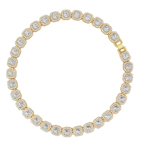FOLODA Quadratglas Perle Halskette Hip Hop Inspiriert Colarbone Kette Retro Cuban Kette Halshain Accessoire Hip Hop Orament Square Glasperlen Halskette von FOLODA