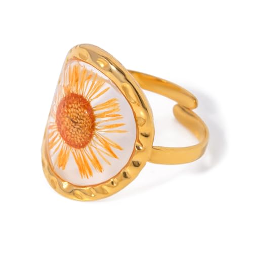 FOLODA Zarte Blumenmuster Ringe Schmuck Einzigartige Blumenringe Accessoire Individuelle Offene Verzierung Für Versammlungen Schön von FOLODA