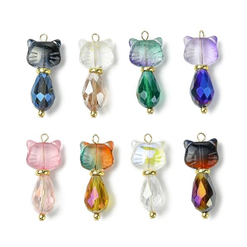 Gemischte Farben Katzen Für Schmuckanbindung Farbenfrohe Glasanhänger Für Ohrringe Und Halskettenschlüsselkettenzubehör Armband Charme von FOLODA