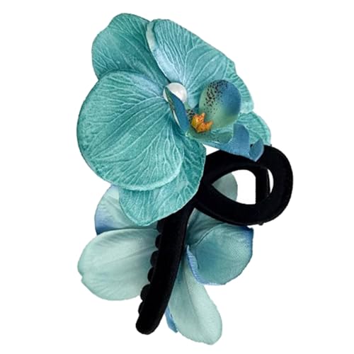 Haarspange mit Orchideen-Blume, Feder-Haarspangen, rutschfest, für Mädchen, Harz, Haarklammer für Pferdeschwanz, Kopfbedeckung, Harz-Haarnadel für Haarstyling von FOLODA