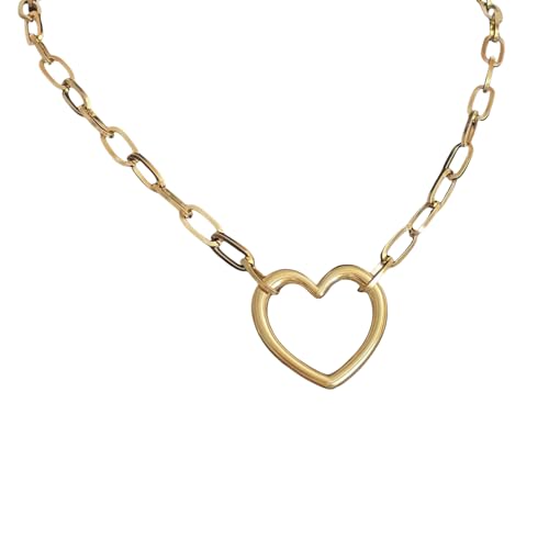 Hollow Heart Anhänger Halskette Edelstahl Textur Mode Charm Halskette Halshalsschmuck Zum Ausdruck Von Liebesdatum Schmuck von FOLODA