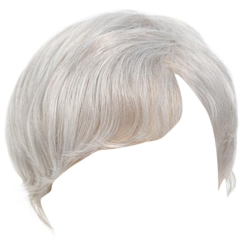 Männer Silbergrau Synthetischer Perücken Für Männer Hochtemperaturfaser Haarstück Für Geschäftsereignisse Und Casual Wear Trear Quick Frisur Herren Perücken Den Täglichen Gebrauch von FOLODA