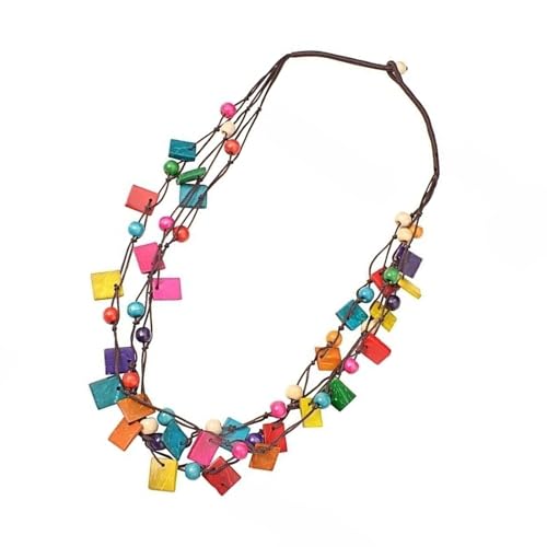 Mehrschichtige Farbenfrohe Unregelmäßige Anhänger Halskette Afrikanische Stile Holzperlen Schmuckzubehör Für Frauen Freizeitkleidung Farbenfrohe Halskette von FOLODA