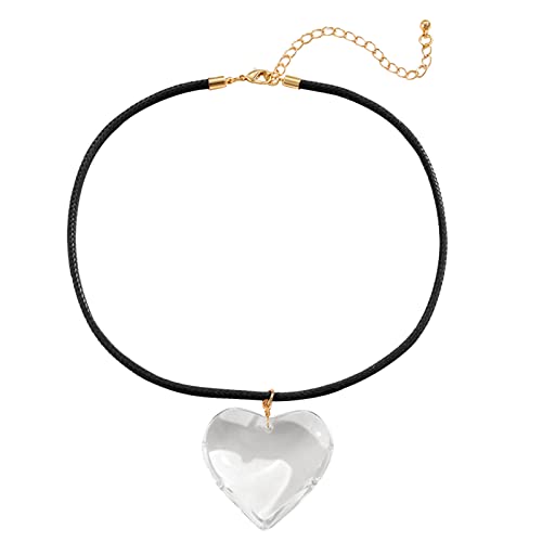 Mode Niedliche Glas Herz Anhänger Halsketten Frauen Leder Seil Statement Halskette Schmuck Freund Geschenke von FOLODA