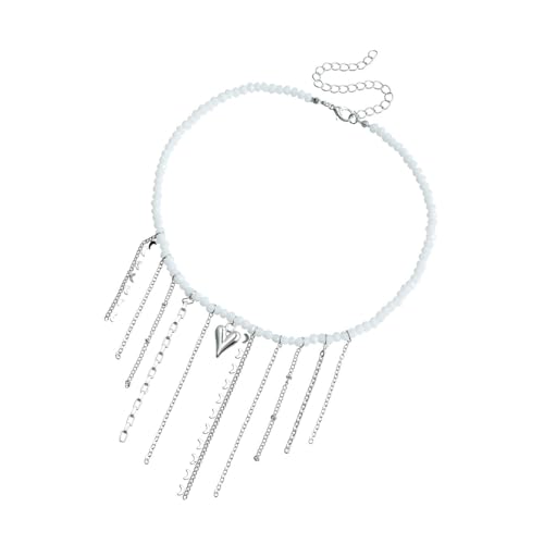 Mode Robuste Perlen Halskette Mit Mond Und Liebe Herz Pendant Schmuck Accessoire Für Moderne Elegante Tägliche Verwendung Romantik Accessoire von FOLODA
